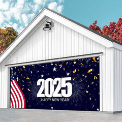 Lofaris Usa Flag 2025 Happy New Year Garage Door Banner