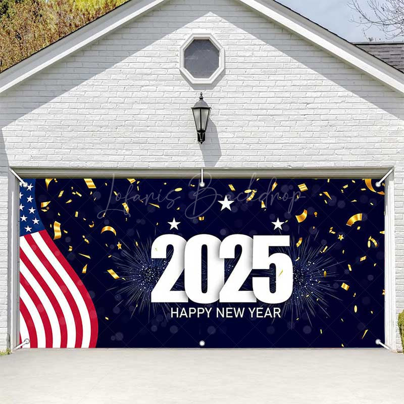 Lofaris Usa Flag 2025 Happy New Year Garage Door Banner