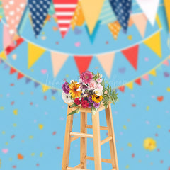 Lofaris Usa Flag Colorful Ribbons Blue Cake Smash Backdrop