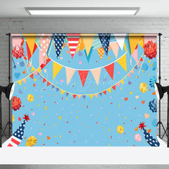 Lofaris Usa Flag Colorful Ribbons Blue Cake Smash Backdrop