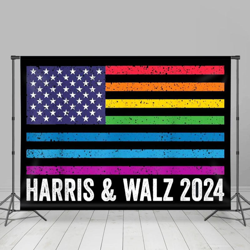 Lofaris Usa Flag Lgbt Harris Walz 2024 Election Backdrop