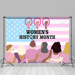 Lofaris Usa Flag United Happy Womens History Month Backdrop