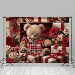 Lofaris Valentines Day Dense Gifts Box Bear Room Set Backdrop