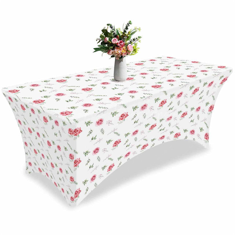 Lofaris Valentines Day Sweet Pink Rose Stretch Table Cover