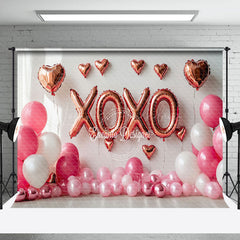 Lofaris Valentines Xoxo Romantic Pink White Balloons Backdrop