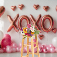 Lofaris Valentines Xoxo Romantic Pink White Balloons Backdrop