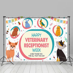 Lofaris Various Pets Happy Veterinary Receptionist Backdrop