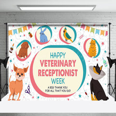 Lofaris Various Pets Happy Veterinary Receptionist Backdrop