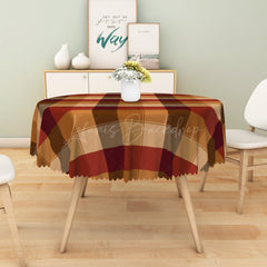 Lofaris Vibrant Red Brown Beige Checker Pattern Tablecloth