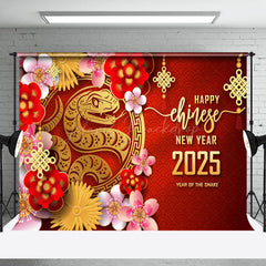 Lofaris Vibrant Red Flower Snake Chinese New Year Celebration Backdrop