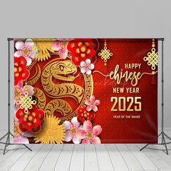 Lofaris Vibrant Red Flower Snake Chinese New Year Celebration Backdrop