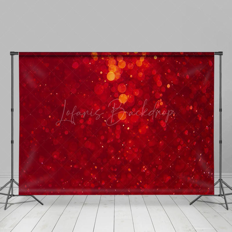 Lofaris Vibrant Red Holiday Bokeh Xmas Festival Backdrop