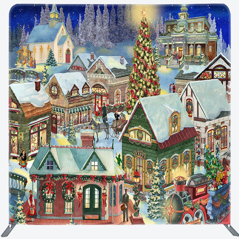 Lofaris Village Carriage Christmas Pillow Case Backdrop