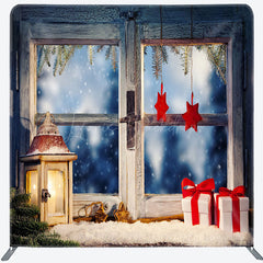 Lofaris Village Window Gifts Christmas Tension Fabric Backdrop