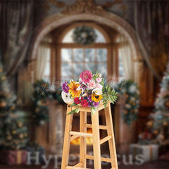 Lofaris Vinatge Curtain Xmas Trees Christmas Photo Backdrop