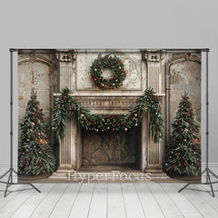 Lofaris Vintage Beige Palace Wall Tree Christmas Backdrop