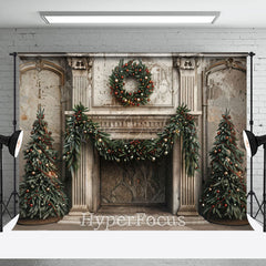 Lofaris Vintage Beige Palace Wall Tree Christmas Backdrop