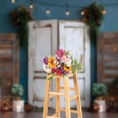 Lofaris Vintage Boho Wood Door Photography Backdrop For Studio