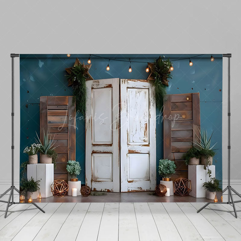 Lofaris Vintage Boho Wood Door Photography Backdrop For Studio