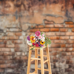 Lofaris Vintage Brick Wall Eroded Texture Patches Backdrop