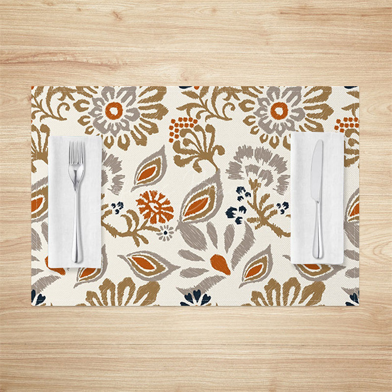 Lofaris Vintage Brown Floral Pattern Set Of 4 Placemats