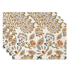 Lofaris Vintage Brown Floral Pattern Set Of 4 Placemats