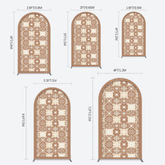 Lofaris Vintage Brown Plaid Floral Pattern Arch Backdrop