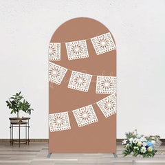 Lofaris Vintage Brown Wedding Paper Cut Banner Arch Backdrop