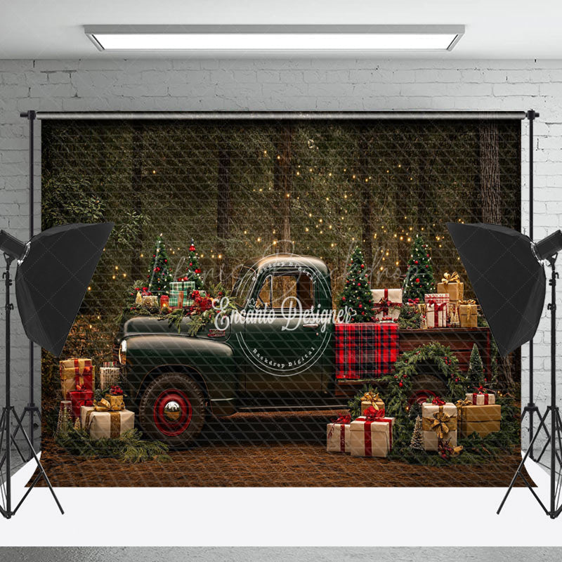 Lofaris Vintage Car Gifts Light Forest Christmas Backdrop