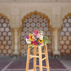 Lofaris Vintage Carved Stone Wall With Arch Windows Backdrop