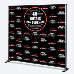 Lofaris Vintage Dude Black Step And Repeat Birthday Backdrop