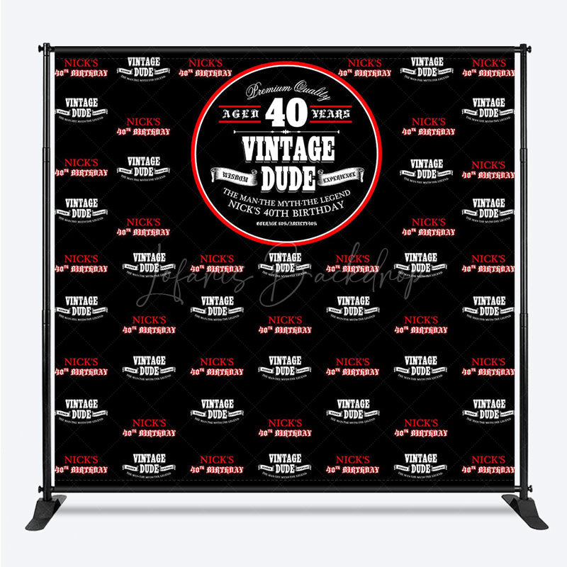 Lofaris Vintage Dude Black Step And Repeat Birthday Backdrop