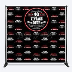 Lofaris Vintage Dude Black Step And Repeat Birthday Backdrop