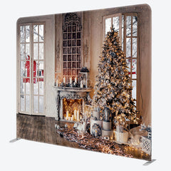 Lofaris Vintage Fireplace Christmas Tension Fabric Backdrop