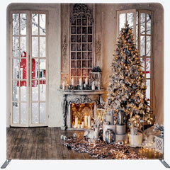 Lofaris Vintage Fireplace Christmas Tension Fabric Backdrop