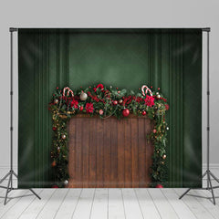 Lofaris Vintage Green Christmas Kitchen Room Set Backdrop