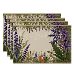 Lofaris Vintage Painted Wildflower Plant Set Of 4 Placemats