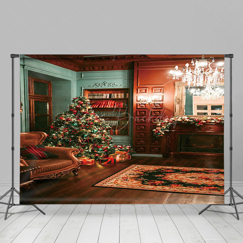 Lofaris Vintage Red Green Room Festive Christmas Backdrop