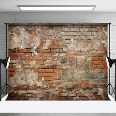 Lofaris Vintage Red Grey Brick Wall Faded Traces Backdrop