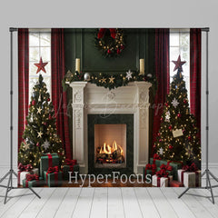 Lofaris Vintage Red Wall Christmas Vibe Room Set Backdrop