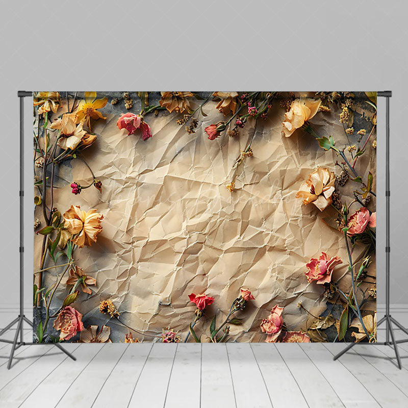 Lofaris Vintage Rustic Paper Dried Orange Flower Backdrop