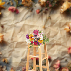 Lofaris Vintage Rustic Paper Dried Orange Flower Backdrop