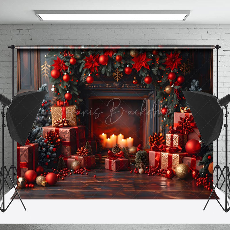 Lofaris Vintage Wall Blurry Candlelight Christmas Backdrop