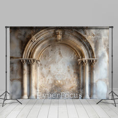 Lofaris Vintage White Beige Arch Door Wall Photo Backdrop