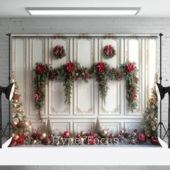 Lofaris Vintage White Gold Wall Festive Christmas Backdrop