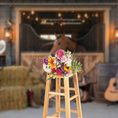 Lofaris Vintage Wooden Stable Cowboy Cake Smash Backdrop