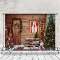 Lofaris Vintage Wooden Stairs Christmas Photography Backdrop