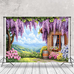 Lofaris Violet Wisteria House Natural Forest Spring Backdrop