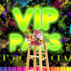 Lofaris Vip Pass Colorful Glow Crazy Dance Party Backdrop