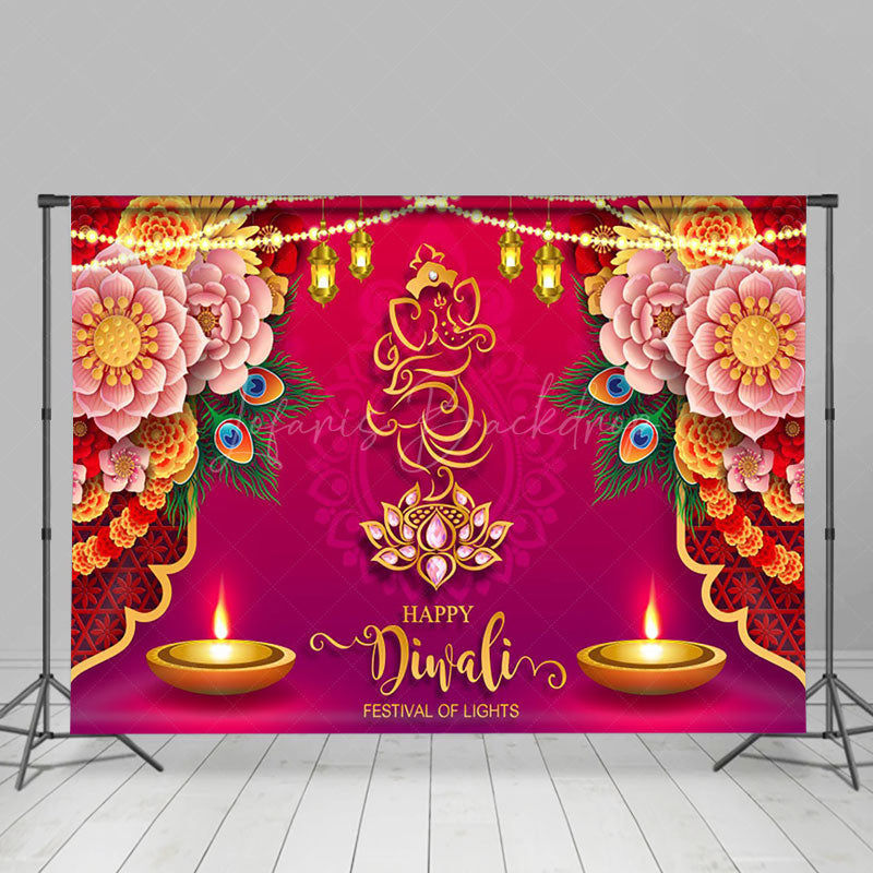 Lofaris Warm Candlelit Lantern Floral India Diwali Backdrop